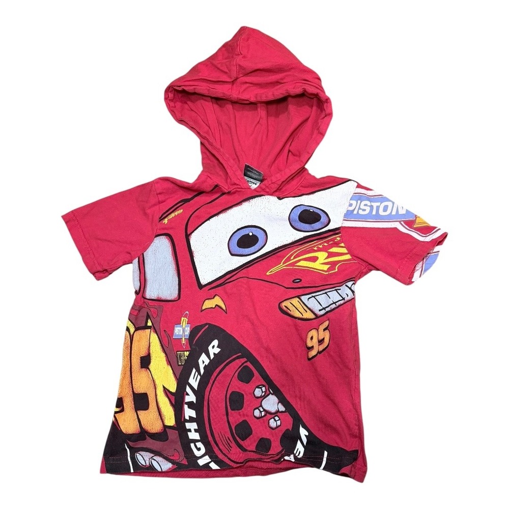 Disney Pixar Cars‎ Hoodie Kids 5T Lightning McQueen Red Short Sleeve Shirt